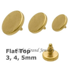 4MM Round Disc Titanium Gold Dermal Anchor Tops